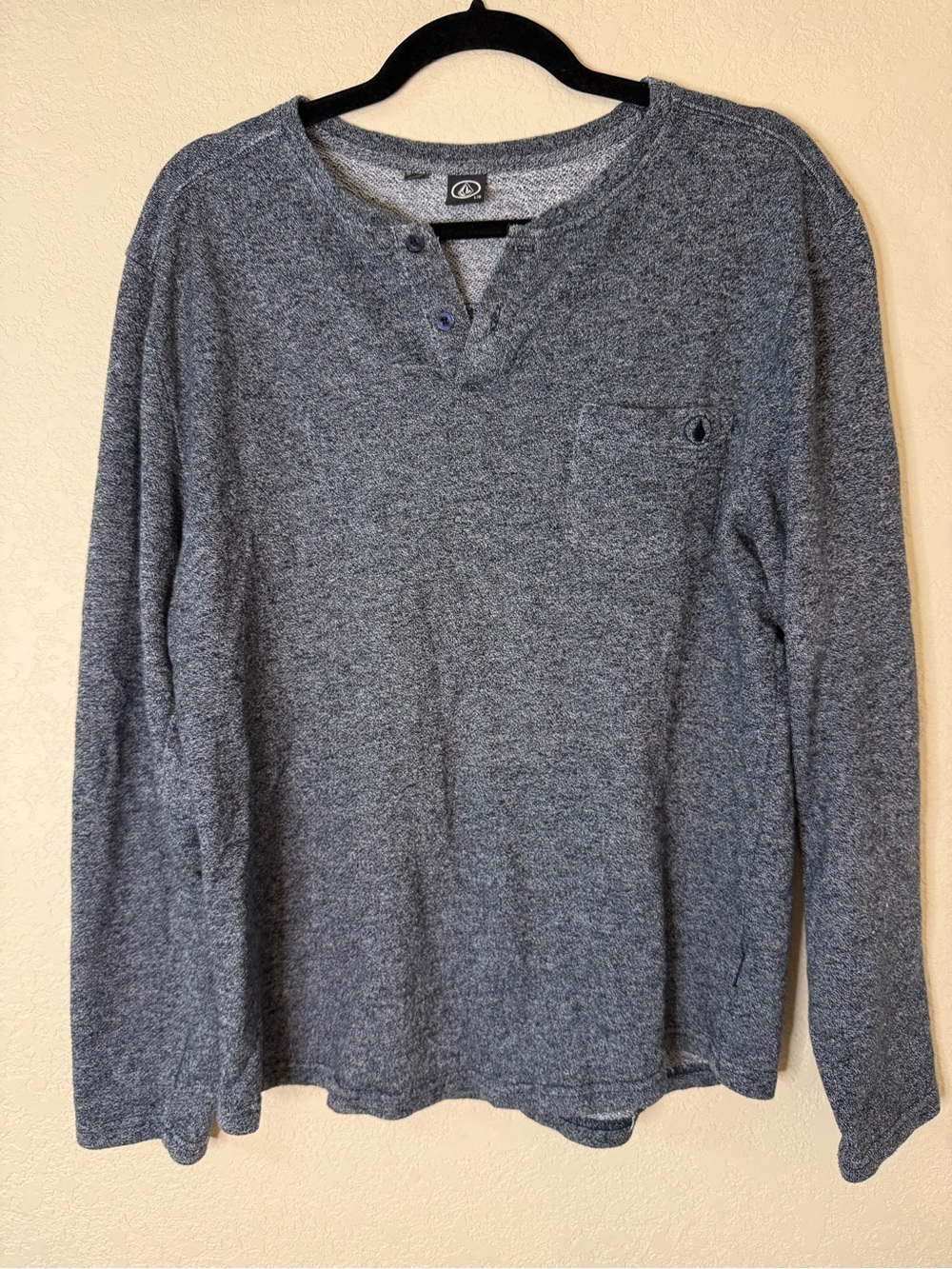 Volcom Men's Heather Gray Long Sleeve Henley